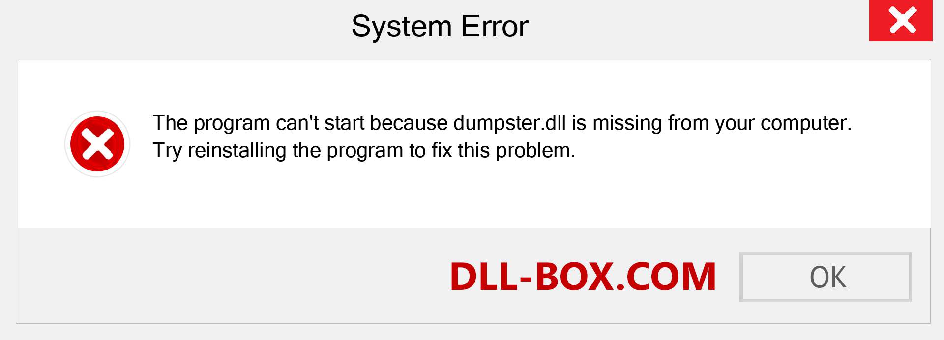  dumpster.dll file is missing?. Download for Windows 7, 8, 10 - Fix  dumpster dll Missing Error on Windows, photos, images
